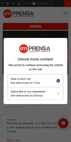 Forhåndsvisning av nettstedet AM Prensa, medium fra Spania for sponsede artikler