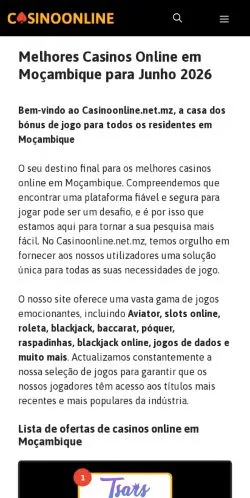 Podgląd witryny Moçambique Casino Guide, medium z kraju Portugalia do artykułów sponsorowanych