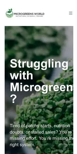 Pré-visualização do site Microgreens World, meio de Estados Unidos para artigos patrocinados