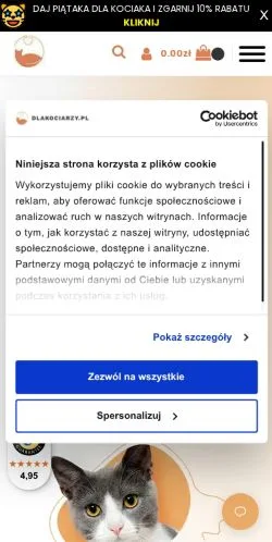 Anteprima del sito DlaKociarzy, media di Polonia per articoli sponsorizzati
