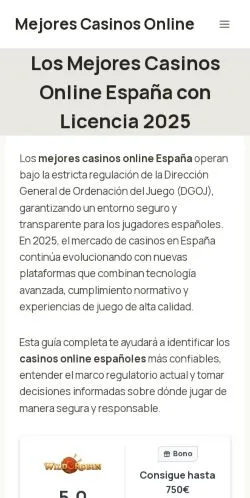 Voorbeeld van de site Mejores Casinos Online España, medium uit Spanje voor gesponsorde artikelen