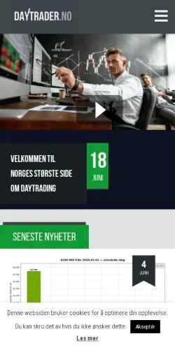 Voorbeeld van de site Daytrader, medium uit Noorwegen voor gesponsorde artikelen