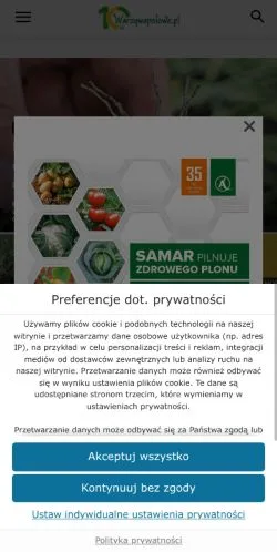 Anteprima del sito Warzywa Polowe, media di Polonia per articoli sponsorizzati