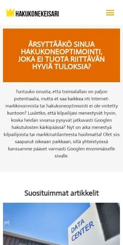 Podgląd witryny Hakukonekeisari, medium z kraju Finlandia do artykułów sponsorowanych