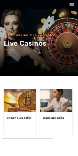 Anteprima del sito Live Casinos, media di Norvegia per articoli sponsorizzati