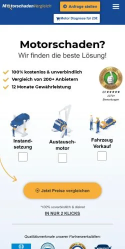 스폰서 기사용 독일 매체 MotorschadenVergleich 사이트 미리보기