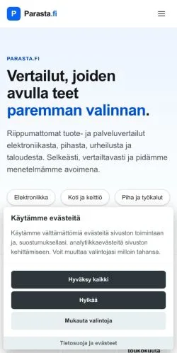 スポンサード記事向けのフィンランドメディア、Parastaのサイトプレビュー