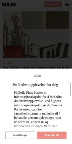 Podgląd witryny BoligPluss, medium z kraju Norwegia do artykułów sponsorowanych