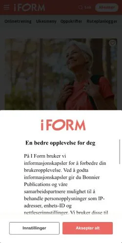 Forhåndsvisning av nettstedet I FORM, medium fra Norge for sponsede artikler