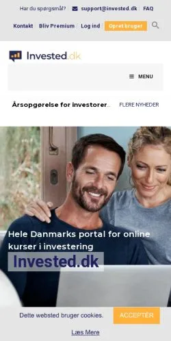 Anteprima del sito Invested, media di Danimarca per articoli sponsorizzati