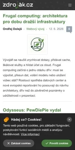 Anteprima del sito Zdroják, media di Cechia per articoli sponsorizzati
