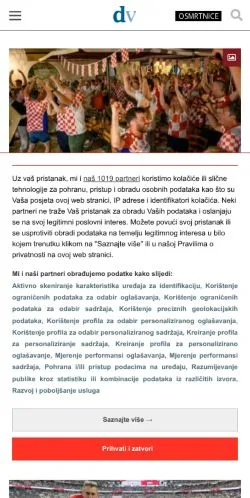 Pré-visualização do site Dubrovački Slobodna Dalmacija, meio de Croácia para artigos patrocinados