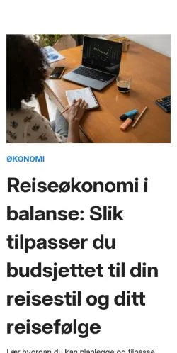 Forhåndsvisning af finnferien.com, medie fra Norge til sponsorerede artikler