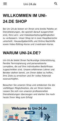 Voorbeeld van de site Uni-24, medium uit Duitsland voor gesponsorde artikelen