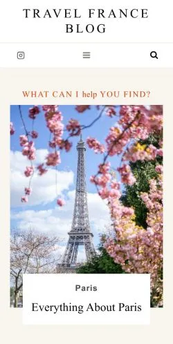 Podgląd witryny Travel France Blog, medium z kraju Stany Zjednoczone do artykułów sponsorowanych