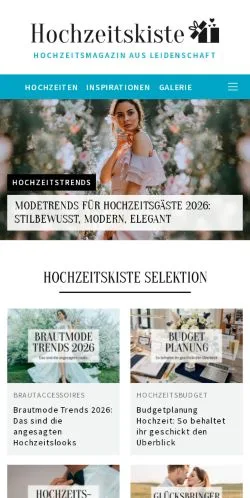 Anteprima del sito Hochzeitskiste, media di Germania per articoli sponsorizzati