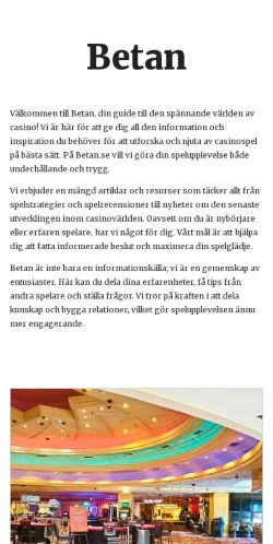 Anteprima del sito betan.se, media di Svezia per articoli sponsorizzati