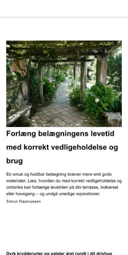 Anteprima del sito byensgartnere.dk, media di Danimarca per articoli sponsorizzati