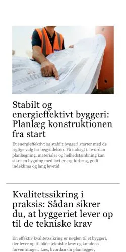 Anteprima del sito byggerieksperten.dk, media di Danimarca per articoli sponsorizzati