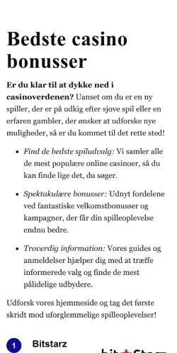 Anteprima del sito casinostart.dk, media di Danimarca per articoli sponsorizzati