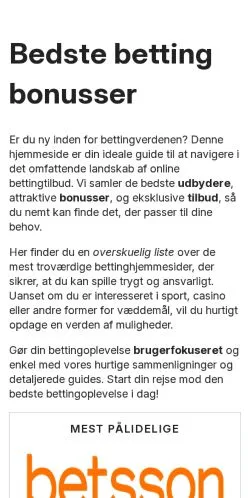 Anteprima del sito danskbetting.dk, media di Danimarca per articoli sponsorizzati