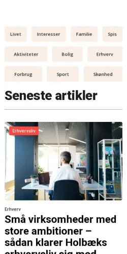 Pré-visualização do site holbaeknu.dk, meio de Dinamarca para artigos patrocinados