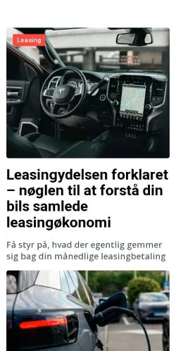 Aperçu du site leasingklar.dk, média de Danemark pour articles sponsorisés
