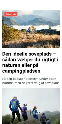 スポンサード記事向けのデンマークメディア、outdoortip.dkのサイトプレビュー