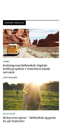 Podgląd witryny vesterbroavis.dk, medium z kraju Dania do artykułów sponsorowanych