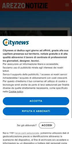 Anteprima del sito ArezzoNotizie, media di Italia per articoli sponsorizzati