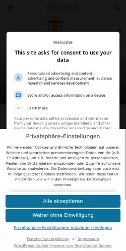 Vorschau der Website Magazin Gesunex, Medium aus Deutschland für gesponserte Artikel