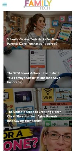 Vista previa del sitio FamilyTechZone, medio de Estados Unidos para artículos patrocinados