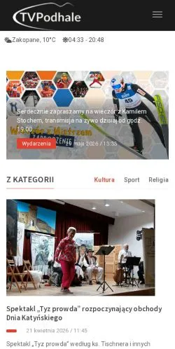 Podgląd witryny TV Podhale, medium z kraju Polska do artykułów sponsorowanych