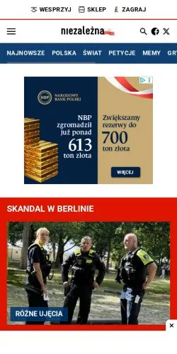 Anteprima del sito Niezależna, media di Polonia per articoli sponsorizzati