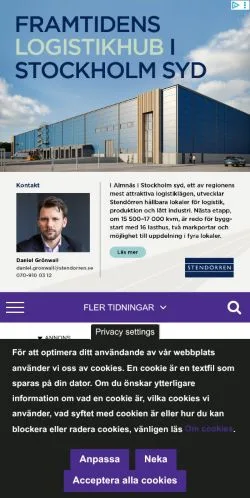 Anteprima del sito TransportochLogistik, media di Svezia per articoli sponsorizzati