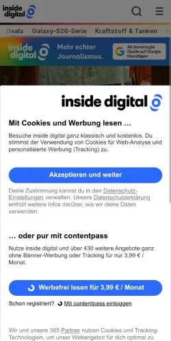 Sponsorlu makaleler için Almanya medyası Inside Digital sitesinin önizlemesi