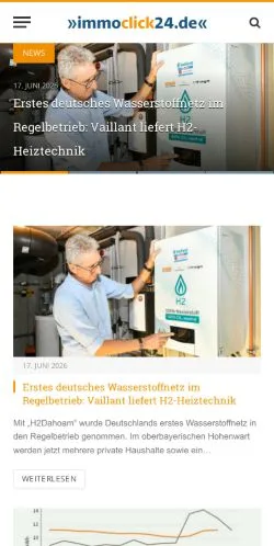 Anteprima del sito - immoclick24.de, media di Germania per articoli sponsorizzati