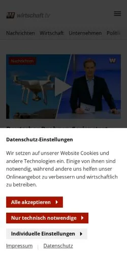 Podgląd witryny Wirtschaft TV, medium z kraju Niemcy do artykułów sponsorowanych
