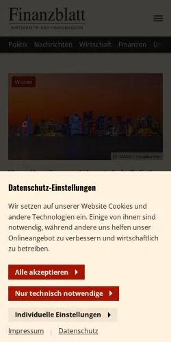 Anteprima del sito Finanzblatt, media di Germania per articoli sponsorizzati