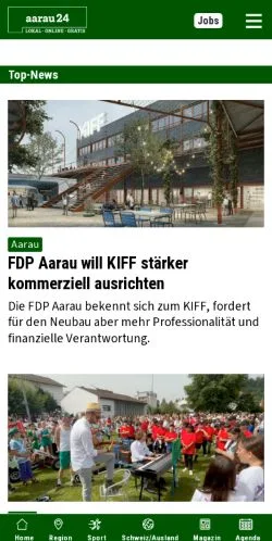 Podgląd witryny Aarau24, medium z kraju Szwajcaria do artykułów sponsorowanych