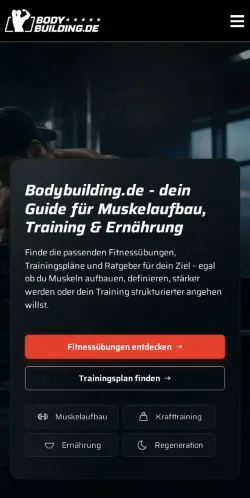 Preview of the Bodybuilding website, a media outlet in Germany for sponsored articles