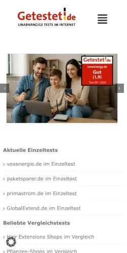 Pré-visualização do site Getestet, meio de Alemanha para artigos patrocinados