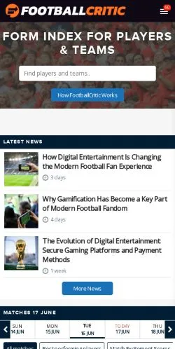 Anteprima del sito FootballCritic Form Index, media di Stati Uniti per articoli sponsorizzati
