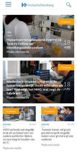 Podgląd witryny HuisartsVandaag, medium z kraju Holandia do artykułów sponsorowanych