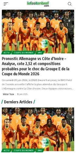 Anteprima del sito Lefootenbref, media di Francia per articoli sponsorizzati
