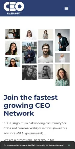 Anteprima del sito CEO Hangout, media di Stati Uniti per articoli sponsorizzati