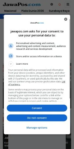 Aperçu du site Jawa Pos, média de Indonésie pour articles sponsorisés