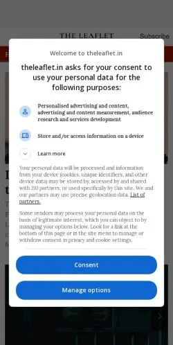 Preview of the The Leaflet website, a media outlet in India for sponsored articles
