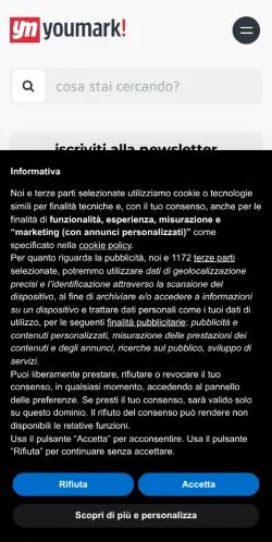 Forhåndsvisning av nettstedet Youmark, medium fra Italia for sponsede artikler