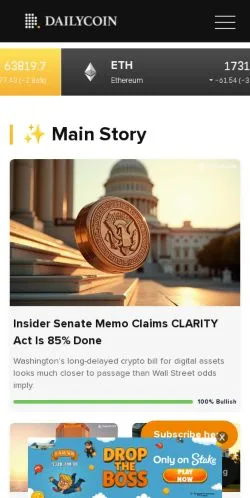 Pré-visualização do site DailyCoin, meio de Estados Unidos para artigos patrocinados